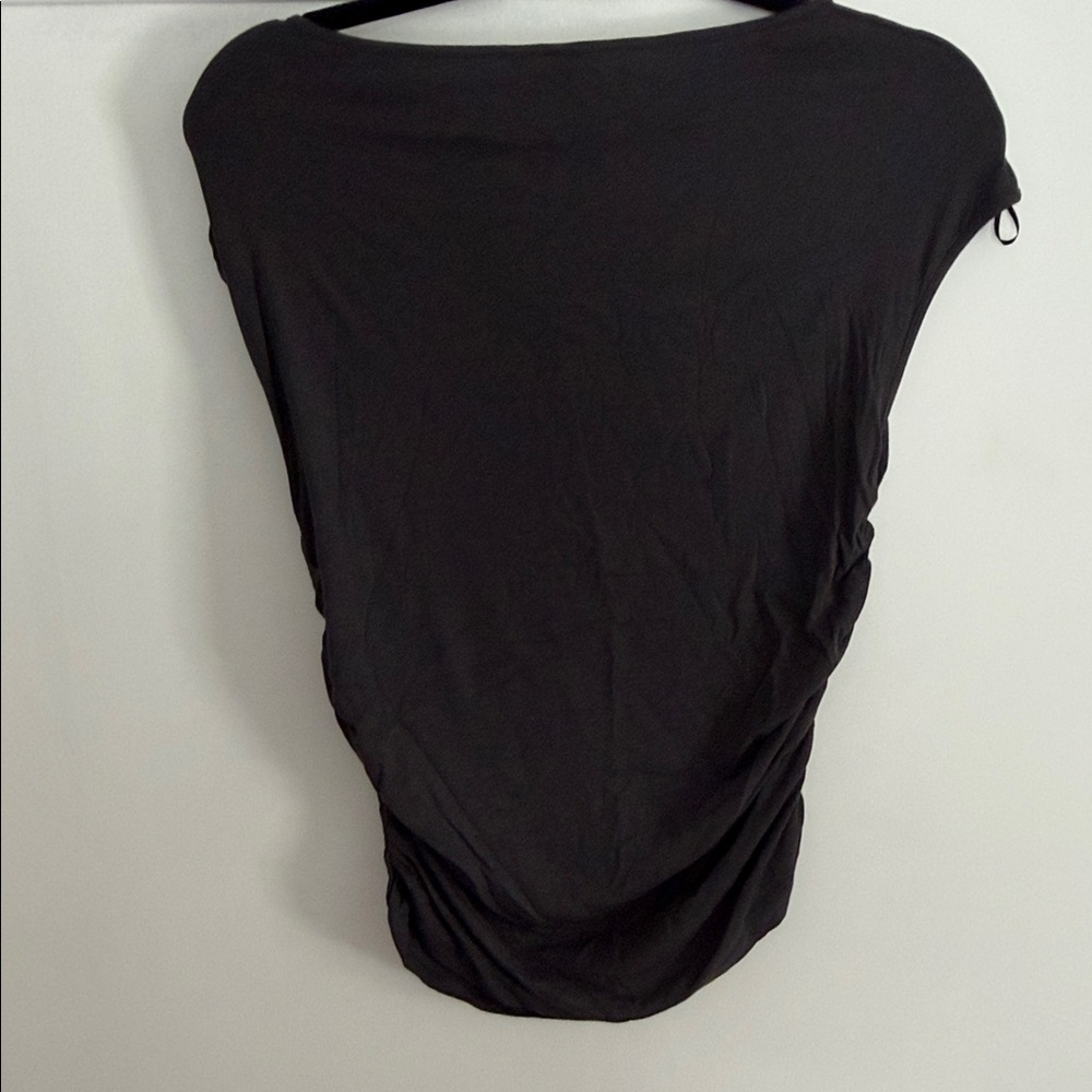 Black Ruched-Side Boatneck Top - Picture 4 of 4